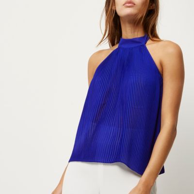 Blue pleated top